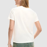 Tricou femei Desigual cu imprimeu artistic figurativ alb