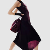 Rochie midi femei Desigual asimetrică cu imprimeu floral negru