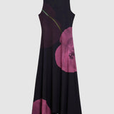 Rochie midi femei Desigual asimetrică cu imprimeu floral negru