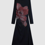 Rochie midi femei Desigual cu imprimeu grafic abstract negru