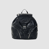 Rucsac damă Desigual negru cu imprimeu paisley și fermoare