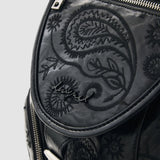 Rucsac damă Desigual negru cu imprimeu paisley și fermoare