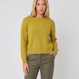 Pulover damă din tricot cu fir Lurex, culoare fistic