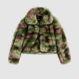 Palton scurt femei Desigual din blană eco verde multicolor