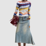 Bluză femei Desigual din tricot cu dungi multicolore