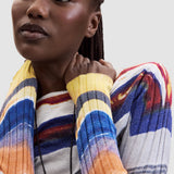 Bluză femei Desigual din tricot cu dungi multicolore