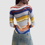 Bluză femei Desigual din tricot cu dungi multicolore