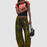 Tricou femei Desigual cu imprimeu floral negru-cărămiziu