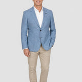 Sacou bărbăți cu croială slim fit albastru deschis
