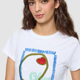 Tricou femei alb MDM din bumbac cu imprimeu grafic