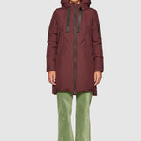 Geacă damă MDM matlasată cu glugă, croială dreaptă, bordo
