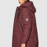 Geacă damă MDM matlasată cu glugă, croială dreaptă, bordo