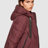 Geacă damă MDM matlasată cu glugă, croială dreaptă, bordo