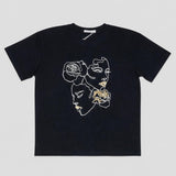 Tricou damă din bumbac cu imprimeu grafic, negru