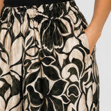 Pantaloni damă evazați din vâscoză cu imprimeu floral multicolor