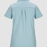Tricou polo damă Killtec albastru deschis cu guler și textură fină