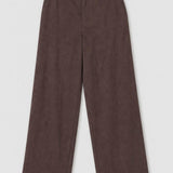 Pantaloni damă din in și vâscoză cu croială wide leg maro