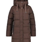 Geacă femei Luhta Flygar matlasată cu glugă, maro, negru, crem