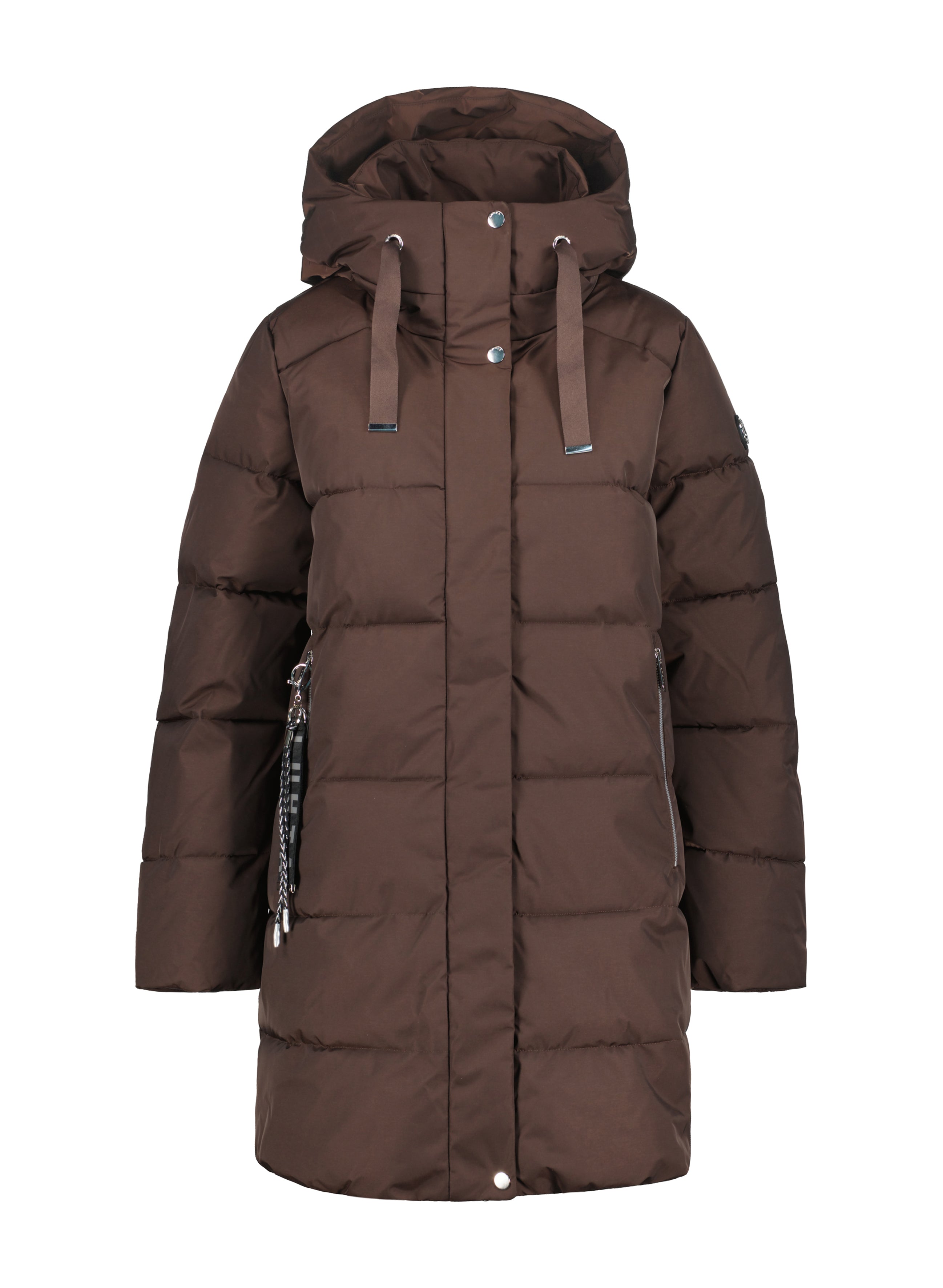 Geacă femei Luhta Flygar matlasată cu glugă, maro, negru, crem