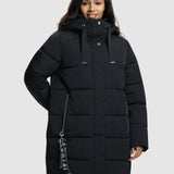 Geacă femei Luhta Flygar matlasată cu glugă, maro, negru, crem