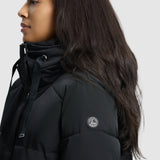 Geacă femei Luhta Flygar matlasată cu glugă, maro, negru, crem