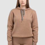 Compleu damă tricotat cu hanorac și pantaloni, bej