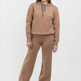 Compleu damă tricotat cu hanorac și pantaloni, bej