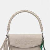 Poșetă damă Desigual cu textură structurată din piele ecologică, crem