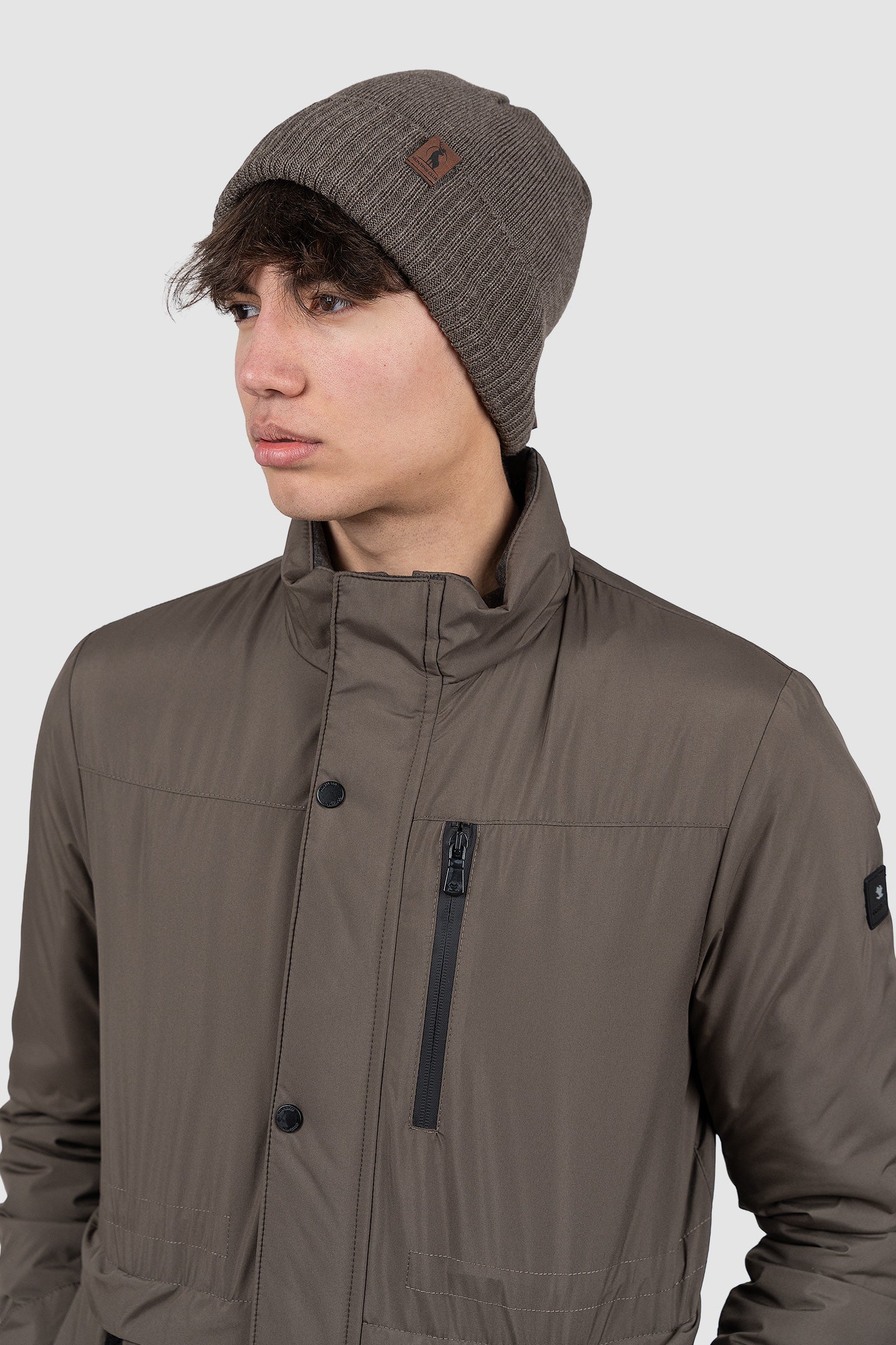 Căciulă bărbați tricotată din lână, albastru/maro