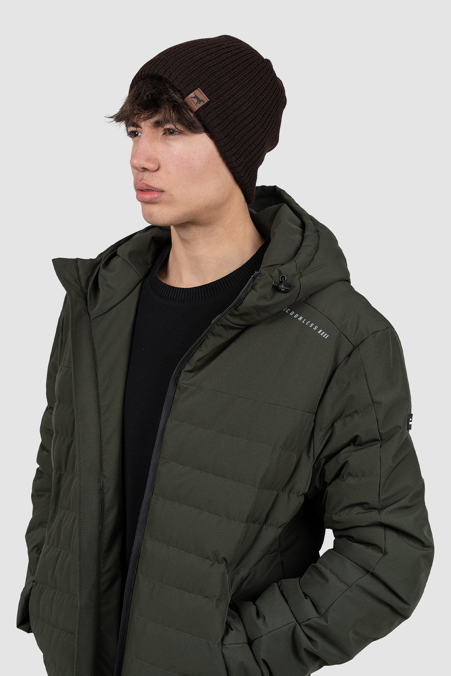 Căciulă bărbați tricotată rib din lână, albastru/maro