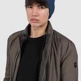 Căciulă bărbați tricotată rib din lână, albastru/maro