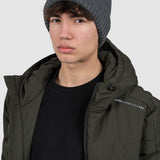 Căciulă bărbați tricotată rib cu margine întoarsă gri