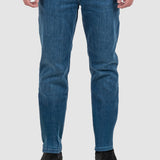 Pantaloni bărbați slim fit denim albastru mediu