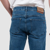 Pantaloni bărbați slim fit denim albastru mediu
