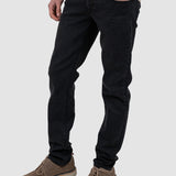 Pantaloni barbati slim fit din bumbac negru cu elastan