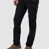 Pantaloni barbati slim fit din bumbac negru cu elastan