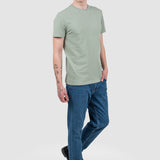 Tricou bărbați mint din bumbac elastic cu guler rotund