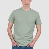 Tricou bărbați mint din bumbac elastic cu guler rotund