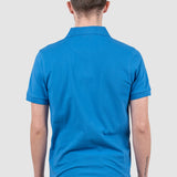 Tricou polo bărbați albastru din bumbac elastic simplu