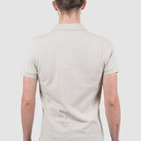 Tricou polo bărbați crem din bumbac elastic simplu