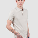 Tricou polo bărbați crem din bumbac elastic simplu
