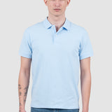 Tricou polo bărbați slim fit bumbac stretch albastru