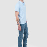 Tricou polo bărbați slim fit bumbac stretch albastru