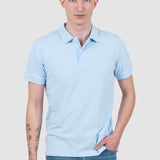 Tricou polo bărbați slim fit bumbac stretch albastru