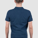 Tricou polo bărbați bleumarin din bumbac elastic simplu