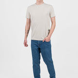 Tricou bărbați slim fit crem din bumbac elastic
