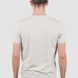 Tricou bărbați slim fit crem din bumbac elastic