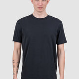 Tricou bărbați negru cu guler rotund din bumbac simplu
