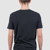 Tricou bărbați negru cu guler rotund din bumbac simplu