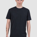 Tricou bărbați negru cu guler rotund din bumbac simplu